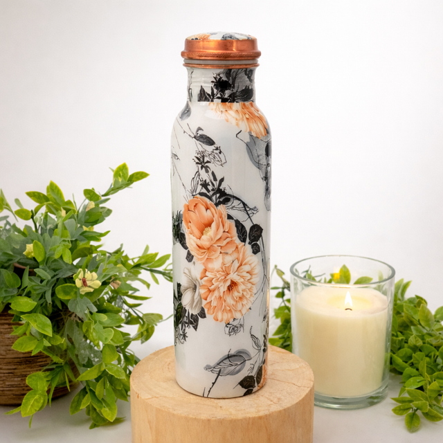 Kupfer Wasserflasche, Blumenmuster
