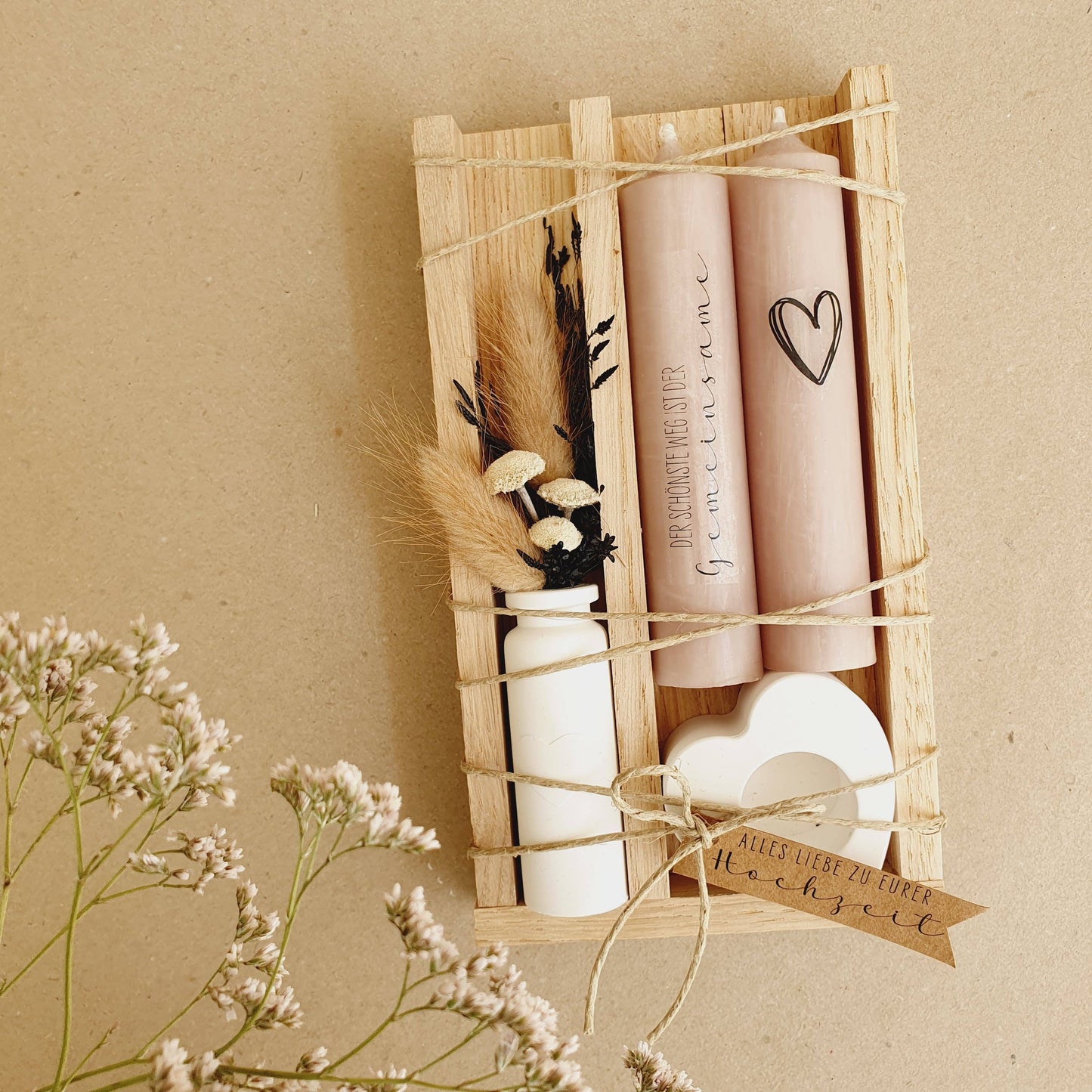 Kerze | Hochzeit | der schönste Weg | Geschenk | taupe
