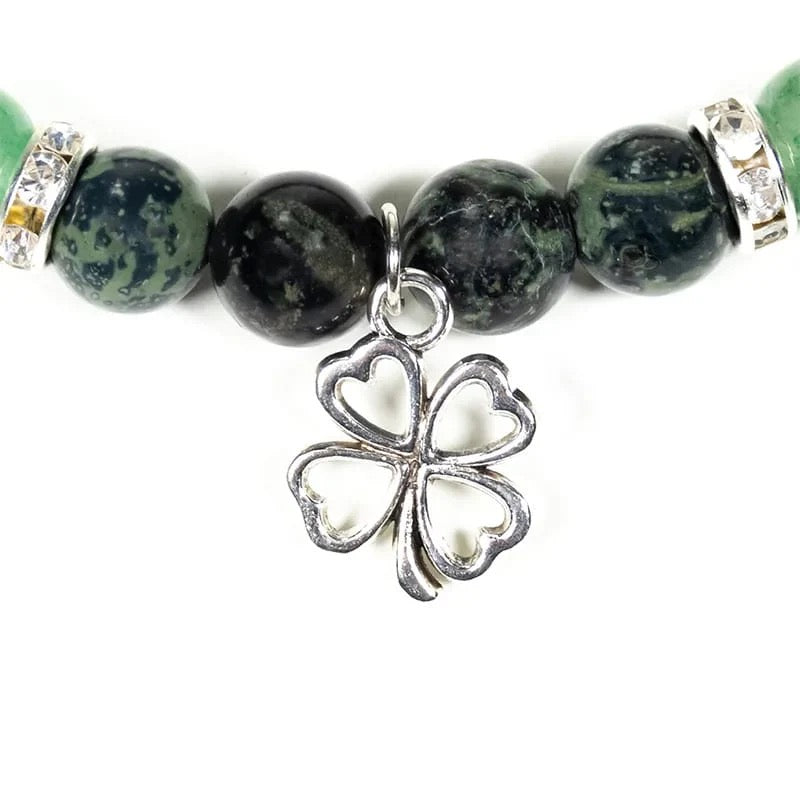 Armband Kambaba Jaspis/Aventurin & Kleeblatt