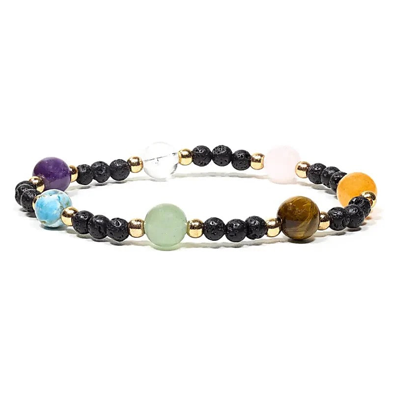 Lavastein Armband mit 7 Edelsteinen