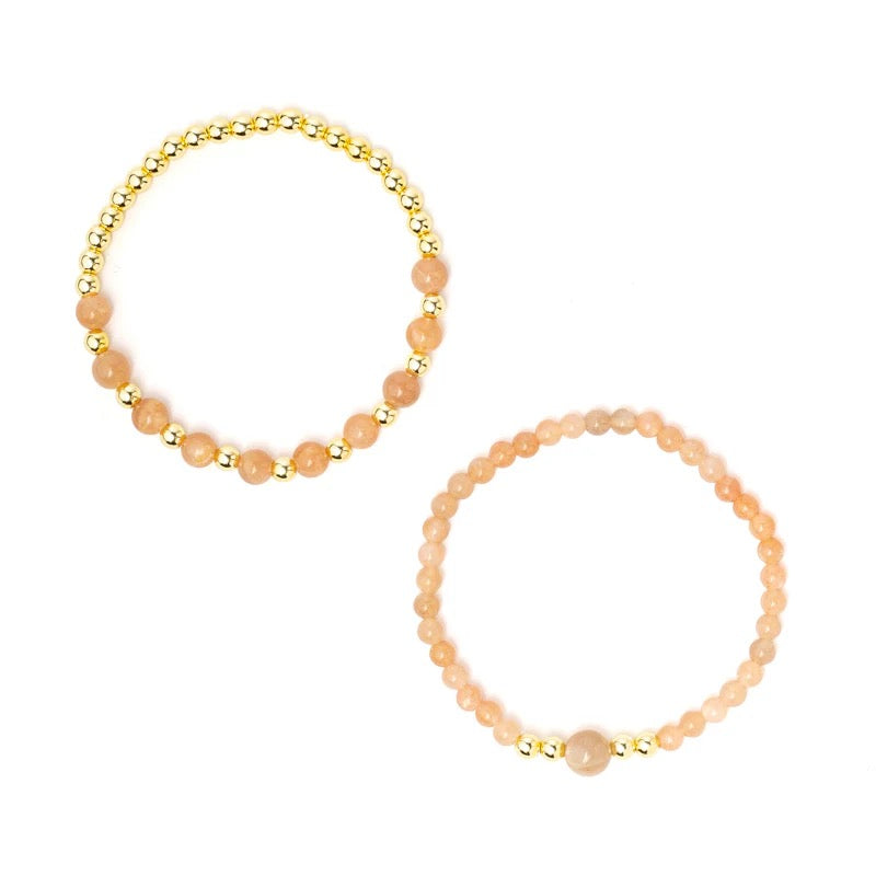 Armband Sonnenstein & Hämatit Set von 2