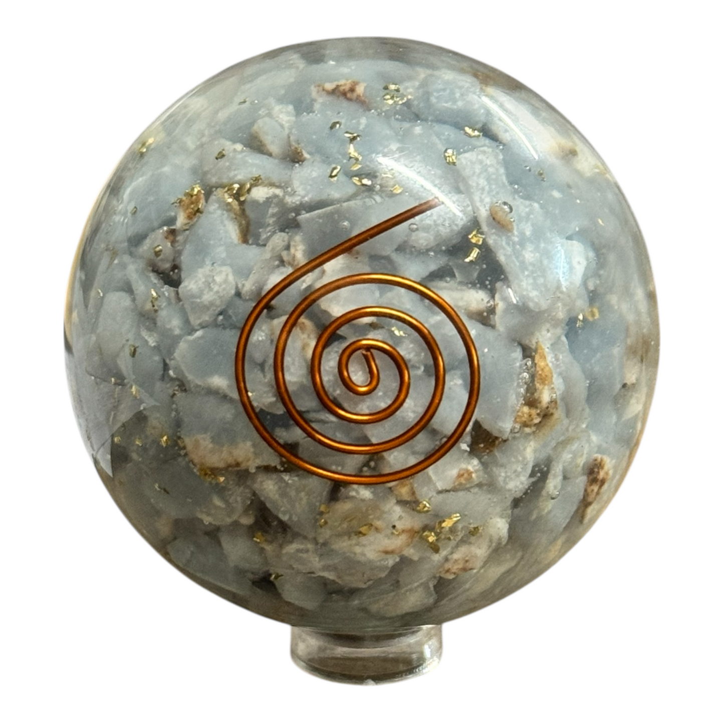 Orgonit Kugel Angelit mit Kupferspirale 5,5 cm