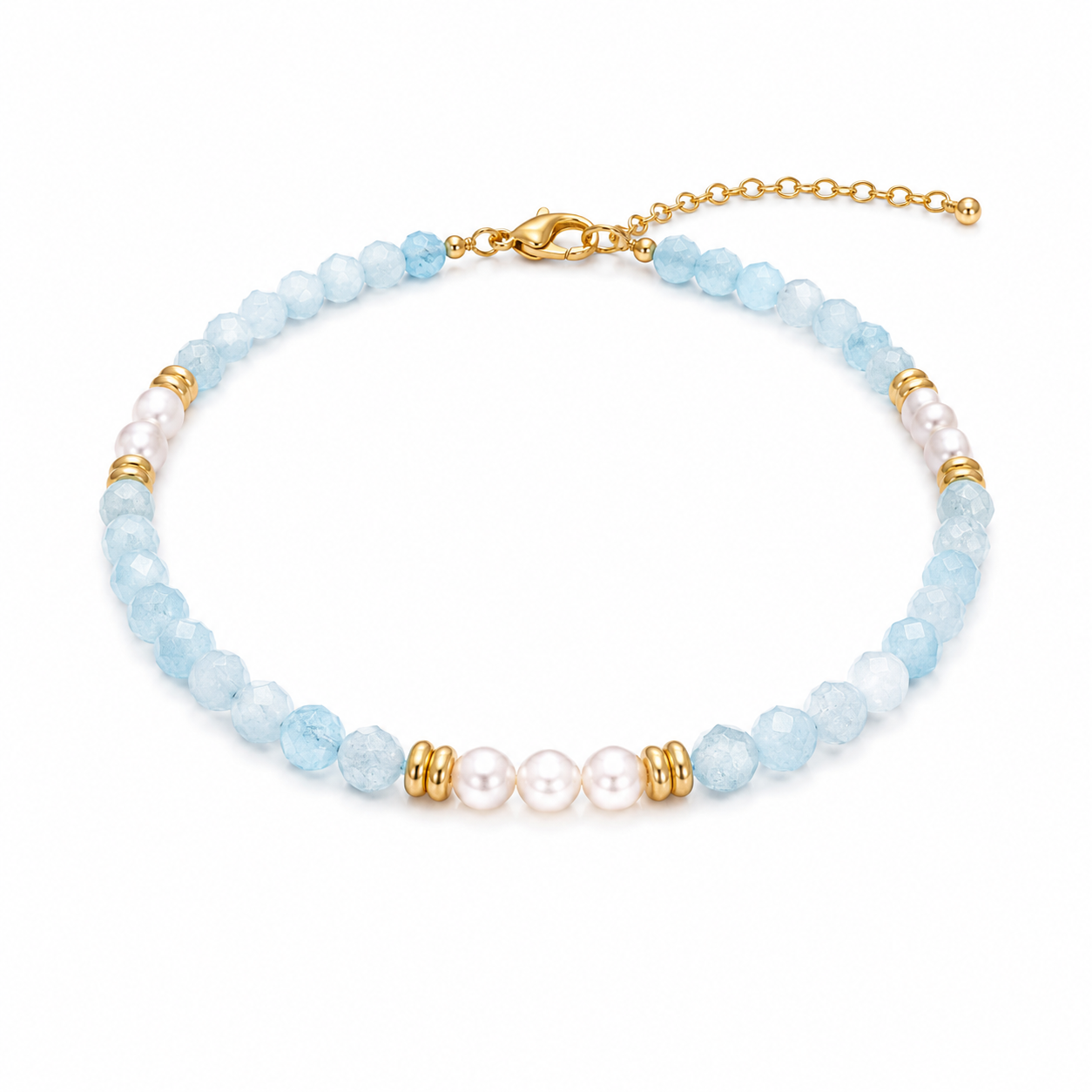 Armband Aquamarin mit Perlen