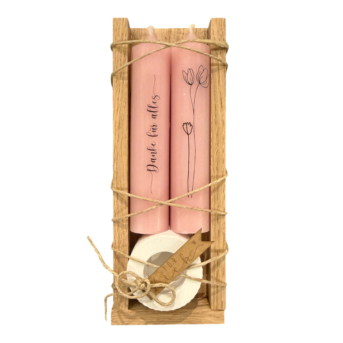 "Danke für alles" Kerzenset Rosa