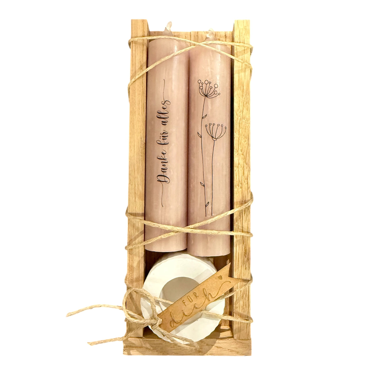 "Danke für alles" Kerzenset Pink Taupe