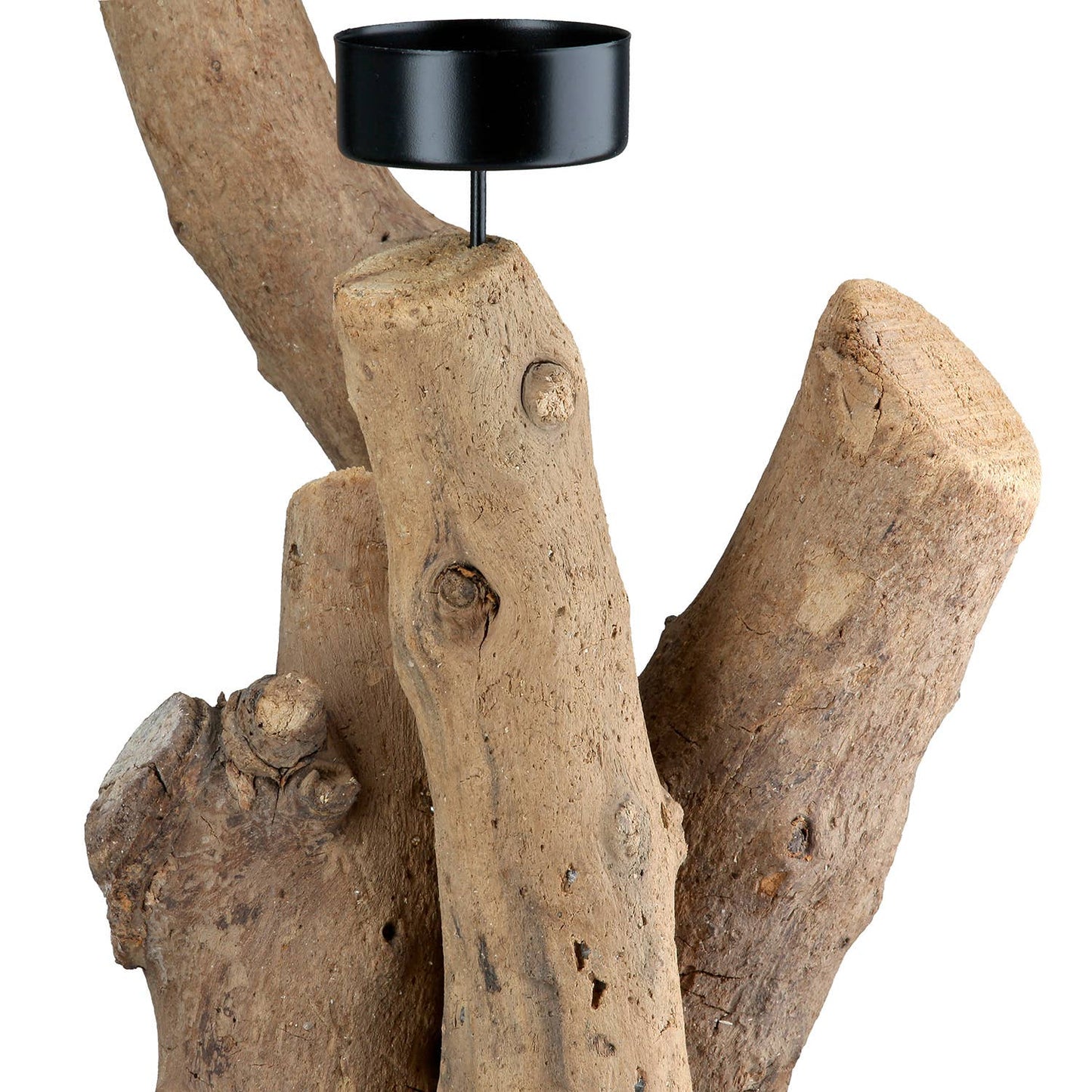 Teelichtleuchter naturfarben H. 25 cm, VE 6: Naturprodukt, Maße variieren / Naturfarben / Holz