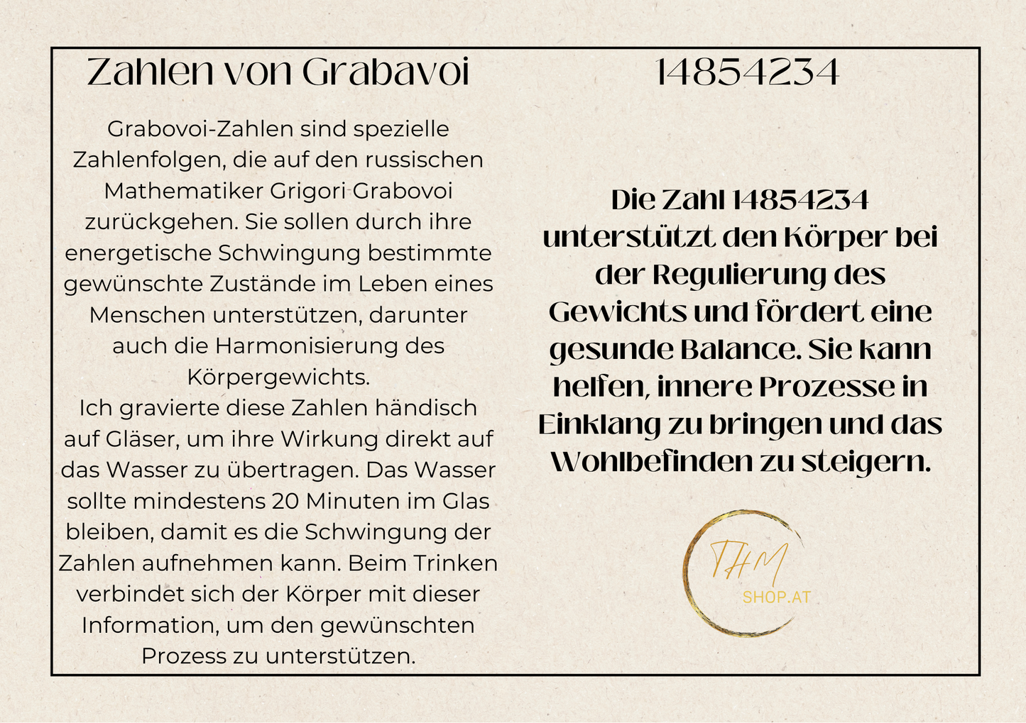 Glas mit Gravur Zahlen von Grabavoj „Gewicht - Appetit reduzieren“