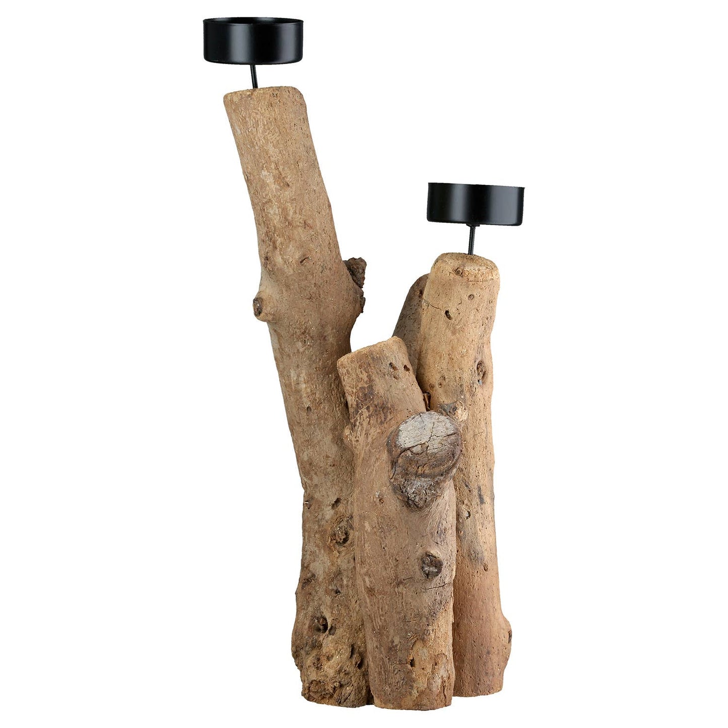 Teelichtleuchter  naturfarben H. 25 cm, VE 6: Naturprodukt, Maße variieren / Naturfarben / Holz
