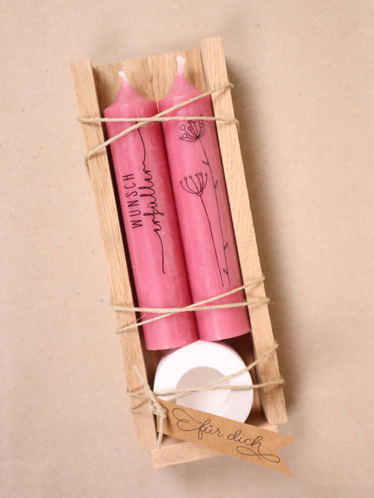 "Wunscherfüller" Kerzenset | Geburtstag | Beste Freundin: Elfenbein