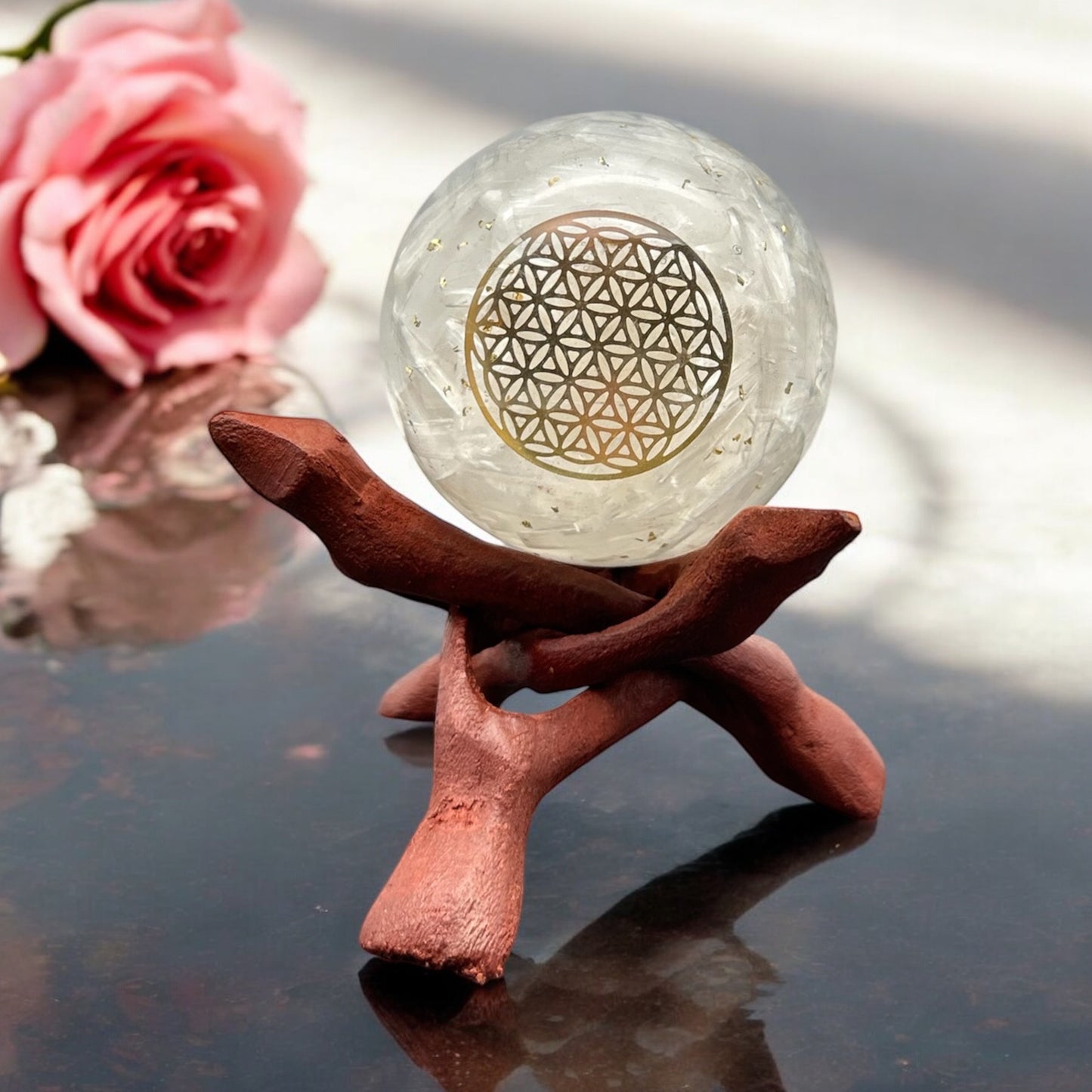 Holzfuss dunkel für Kristallkugeln ca 6-8cm