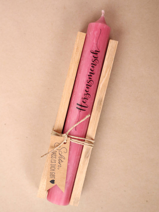 "Herzensmensch" Kerze - Bestseller Geschenk | Geburtstag: Altrosa