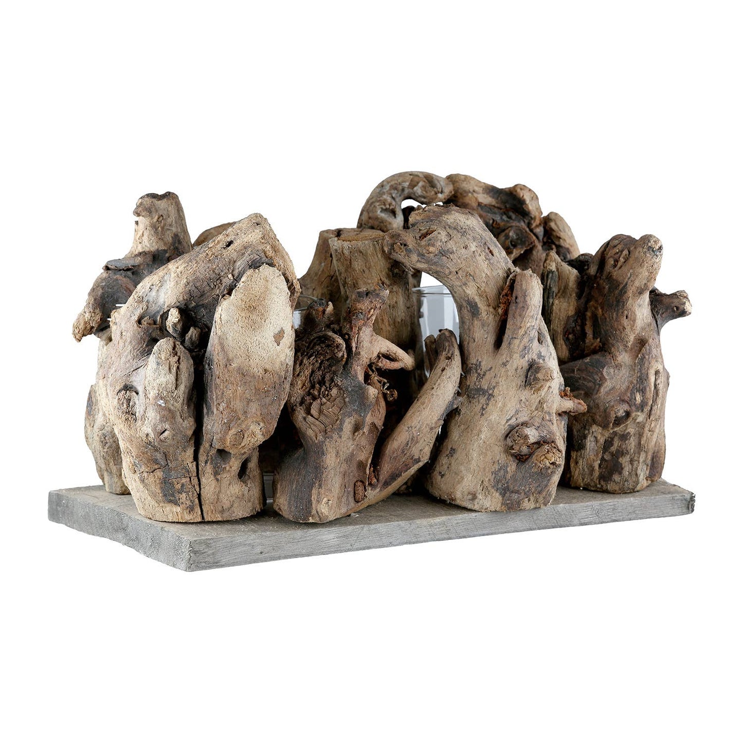 Vase naturfarben H. 14 cm, VE 3: Mit Glaseinsatz Naturprodukt, Maße variieren / Naturfarben / Holz