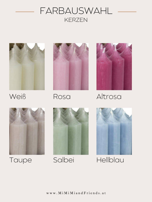 "GLÜCKSMOMENTE" Stabkerze | Geschenk | Mitbringsel | Feiern: Mix-Box Bunt (Mischung aus allen 6 Farben)