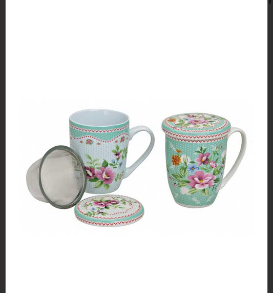 (Tee) Tasse Blumen Türkis