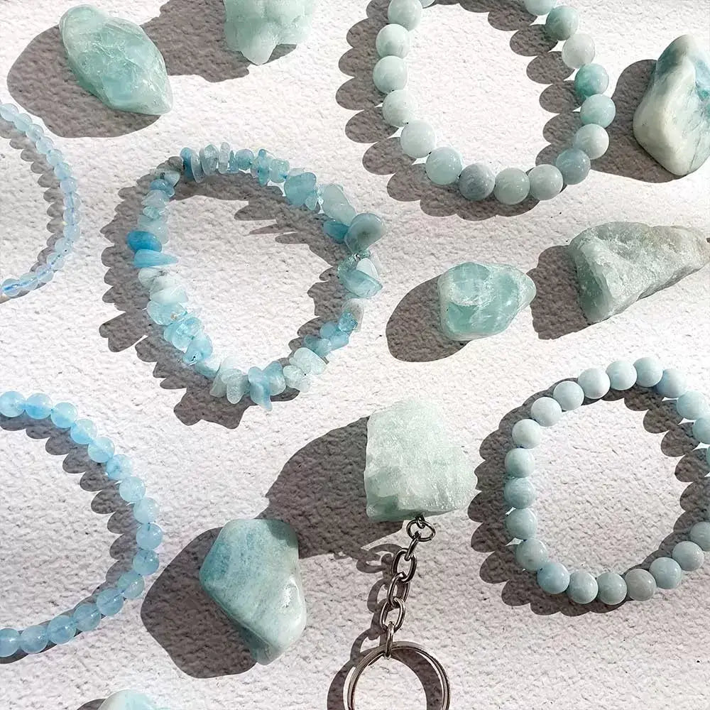 Schlüsselanhänger aus rohem Aquamarin