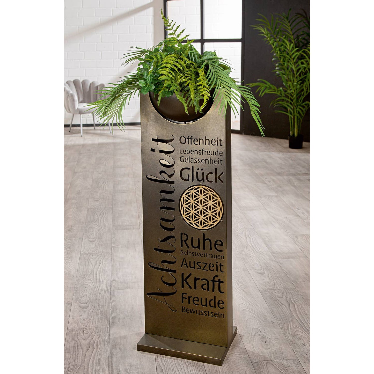 Schalenständer flach AchtsamZeit goldfarben H. 115 cm, VE 2: Goldfarben / Metall