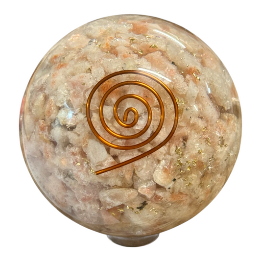 Orgonit Kugel Sonnenstein mit Kupferspirale 5,5 cm