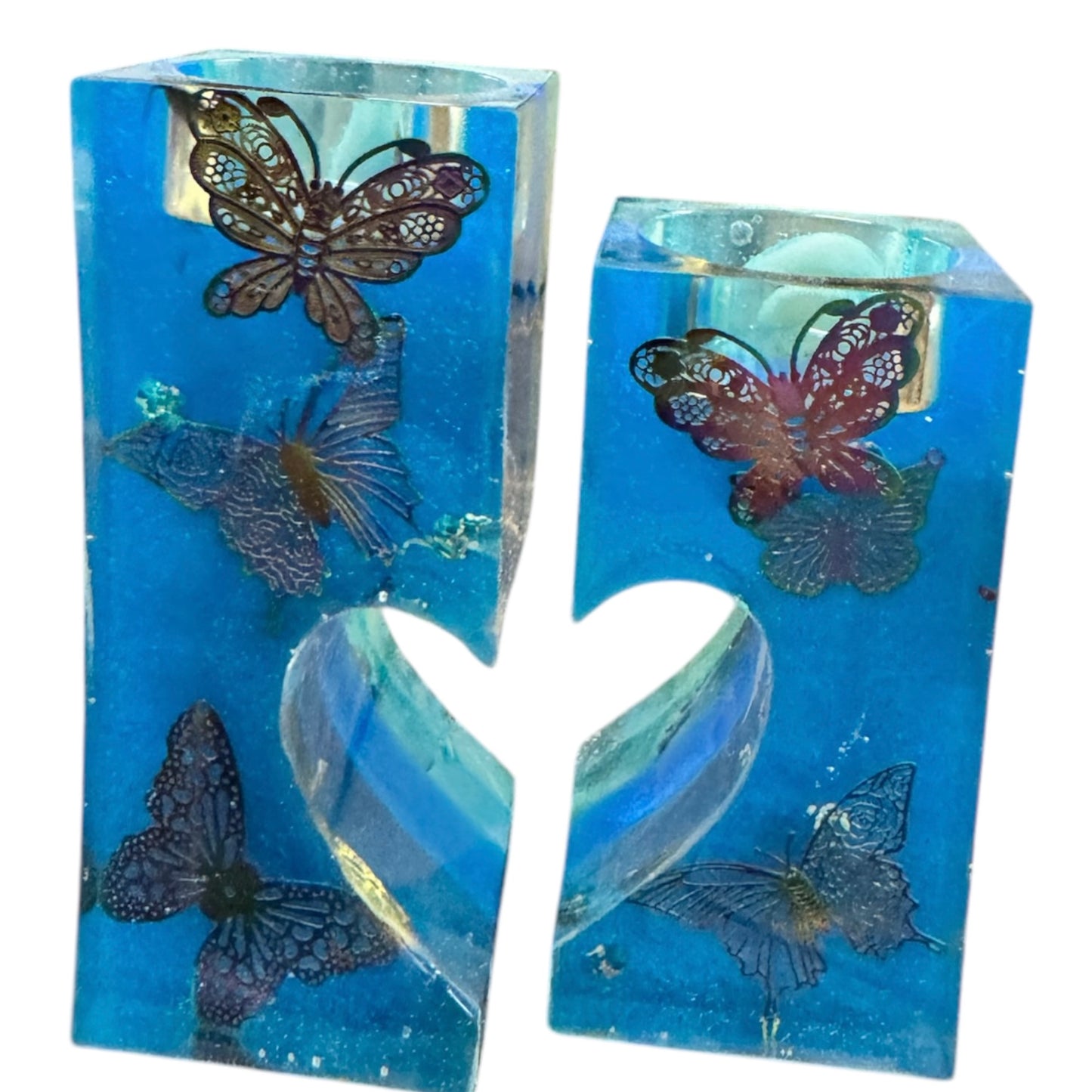 Teelichtständer "Butterfly blue"