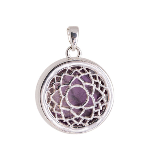 Chakrenkette Kronenchakra Silber platiniert Halskette mit Amethyst