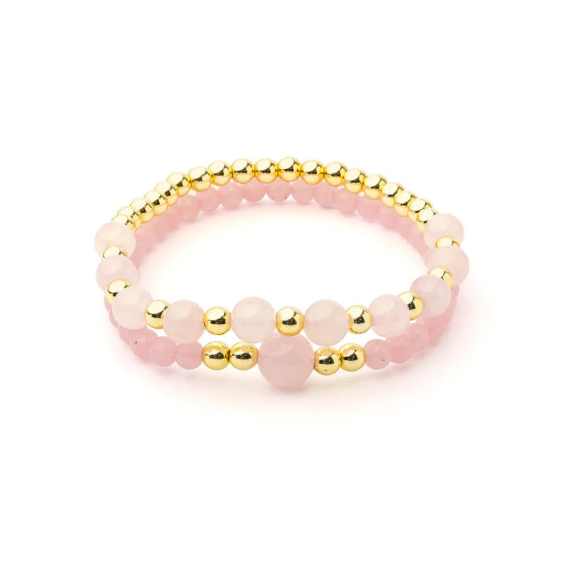 Armband Rosenquarz & Hämatit Set