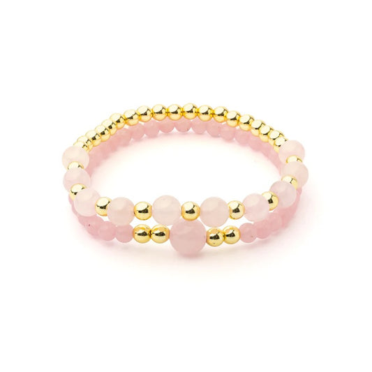Armband Rosenquarz & Hämatit Set
