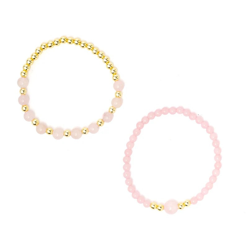 Armband Rosenquarz & Hämatit Set