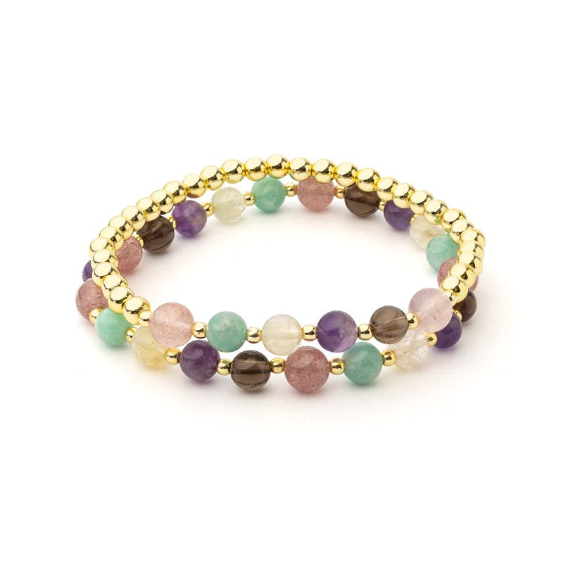 Armband mehrfarbige gemischte Edelsteine mit Hämatit Set von 2