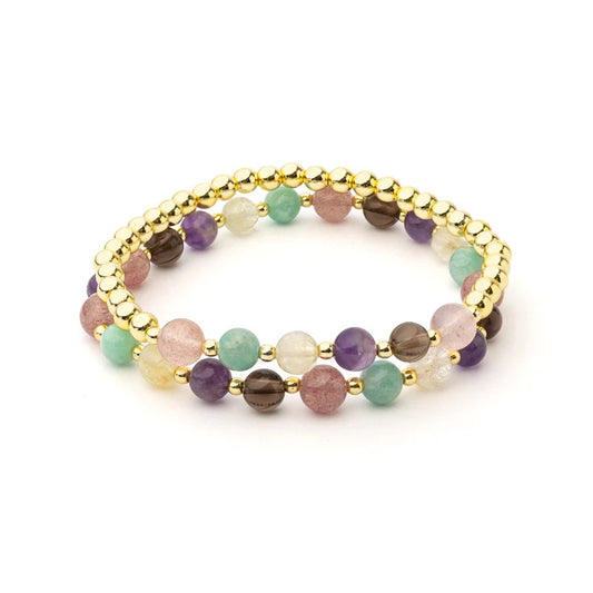 Armband mehrfarbige gemischte Edelsteine mit Hämatit Set von 2