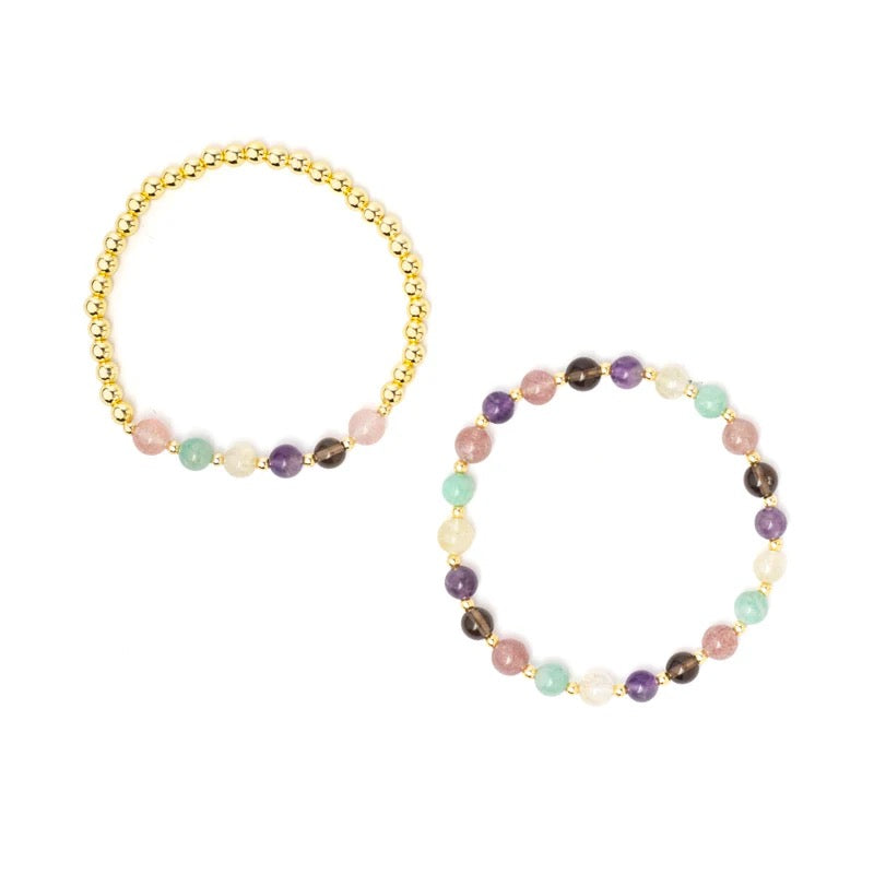 Armband mehrfarbige gemischte Edelsteine mit Hämatit Set von 2