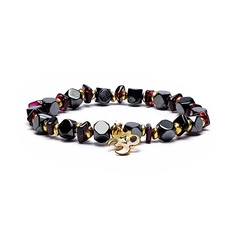 Armband Hämatit/Granat und Om
