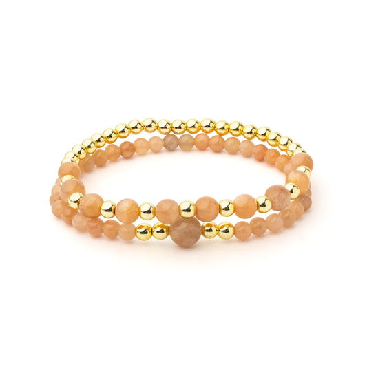 Armband Sonnenstein & Hämatit Set von 2