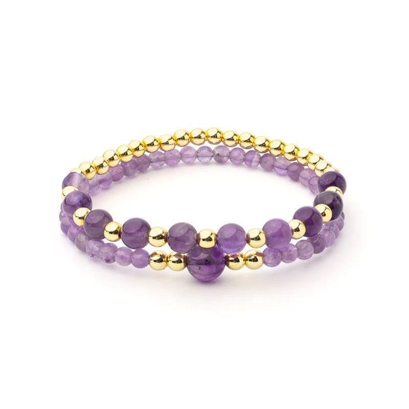 Armband Amethyst & Hämatit Set von 2