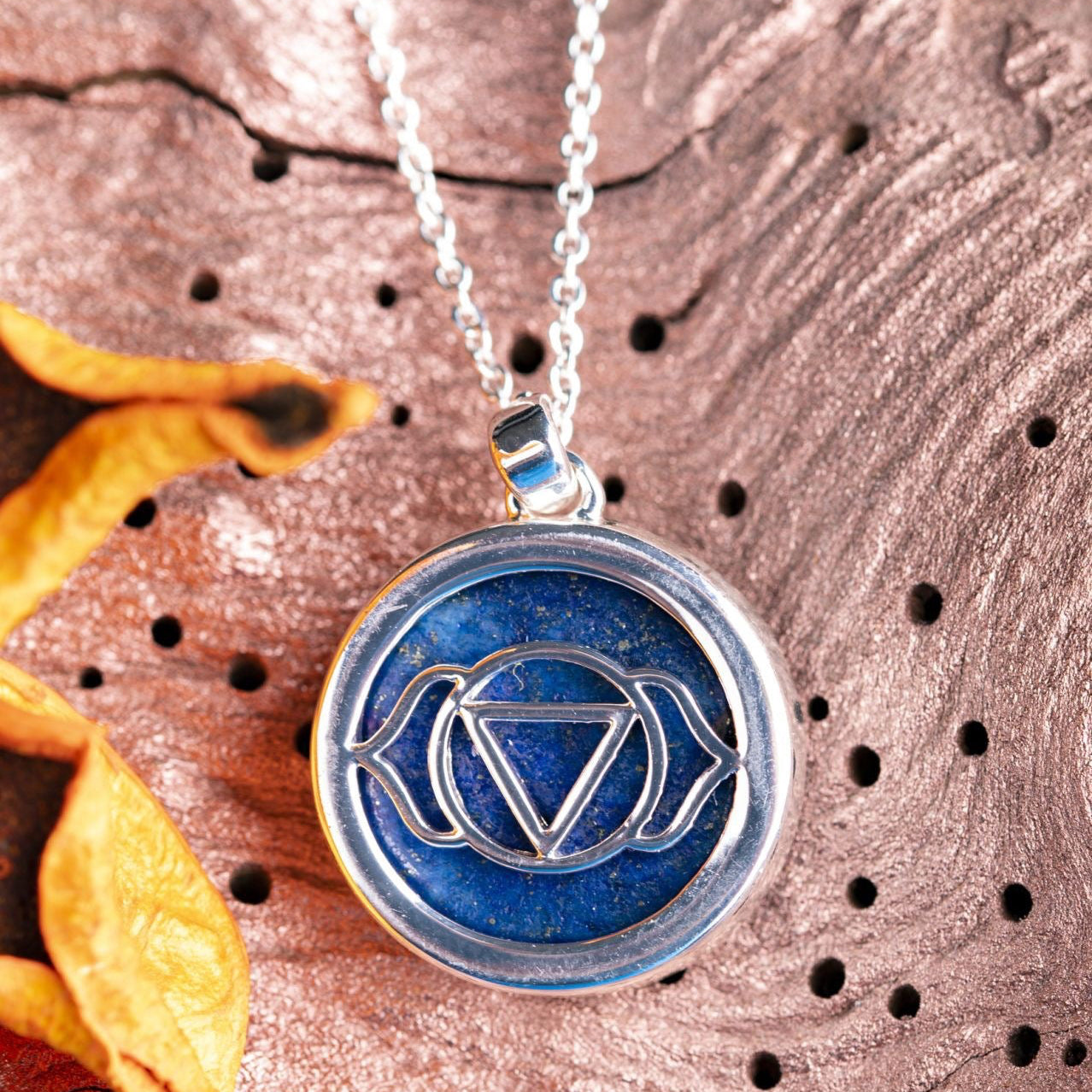 Chakrenkette 3. Auge Silber platiniert Halskette mit Lapislazuli