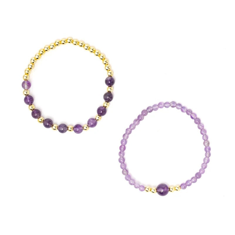 Armband Amethyst & Hämatit Set von 2