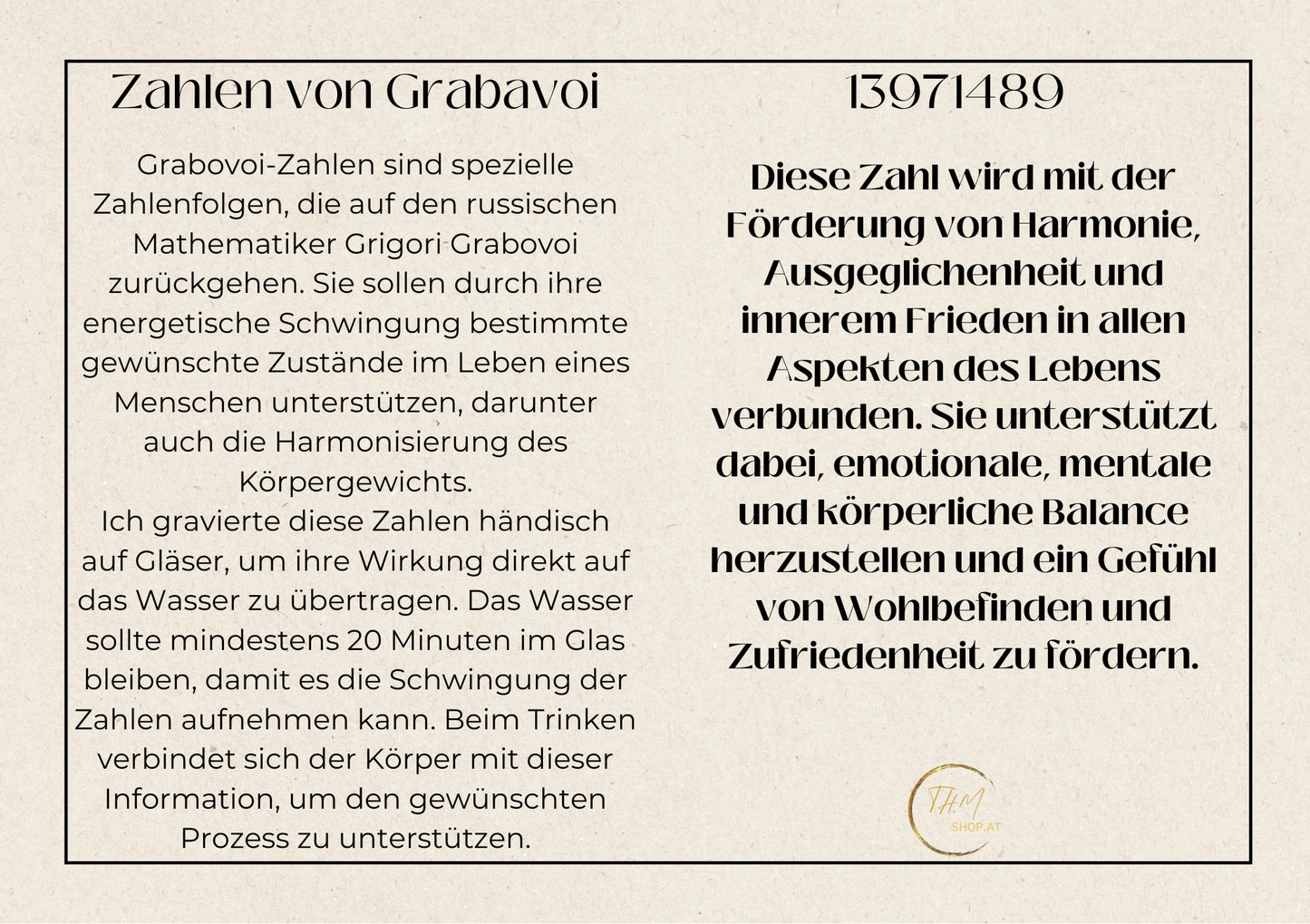 Glas mit Gravur Zahlen von Grabavoi „Innere Frieden“