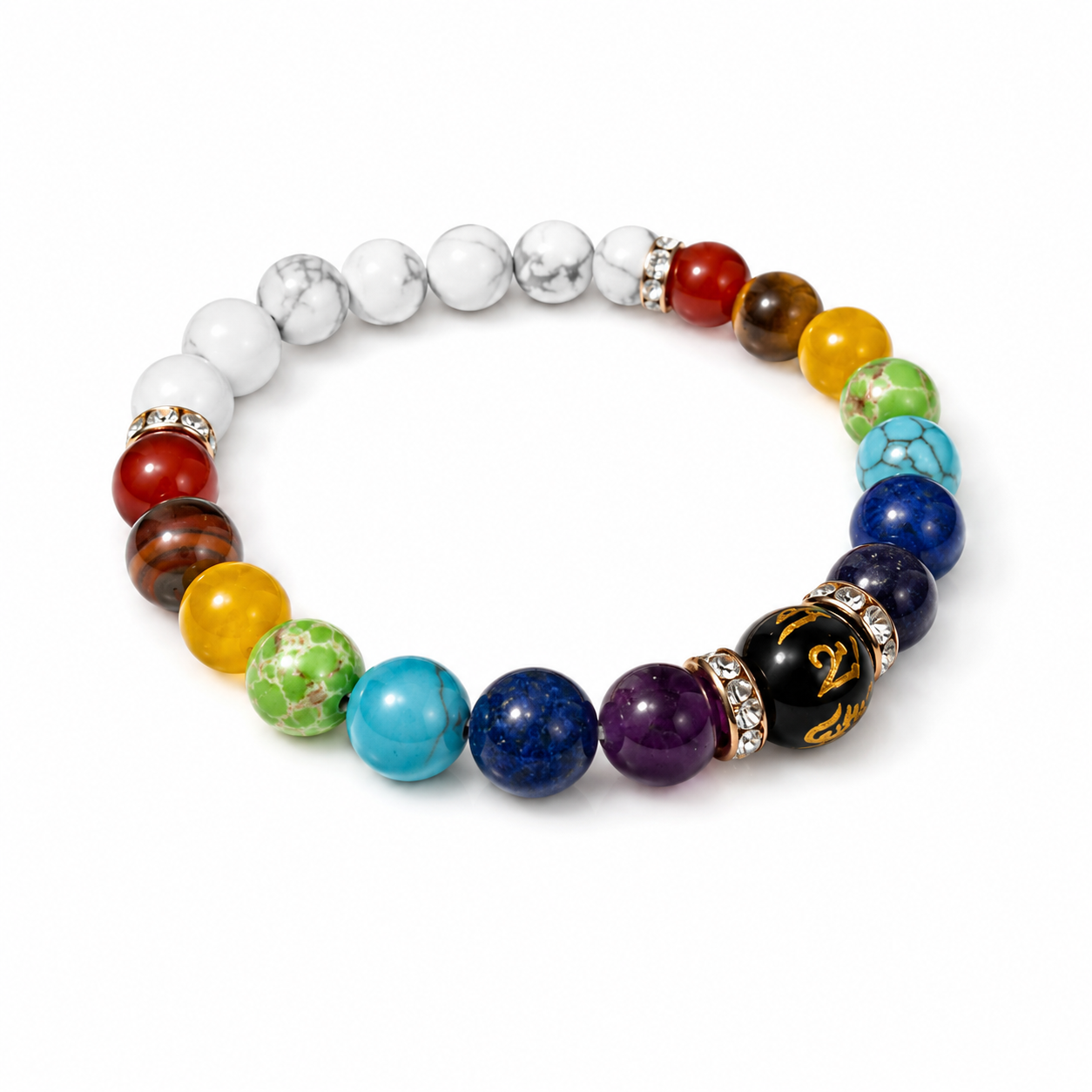 Chakren Armband Natursteine mit Goldelementem