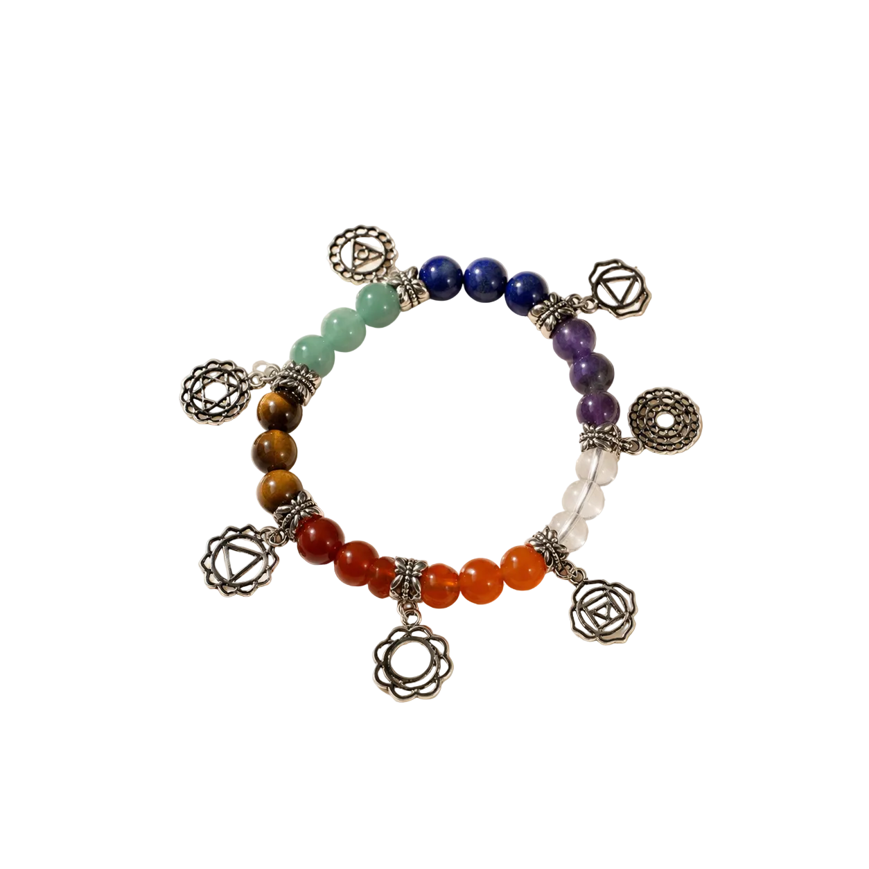 Chakren Armband Natursteine mit Chakren-Silberanhänger