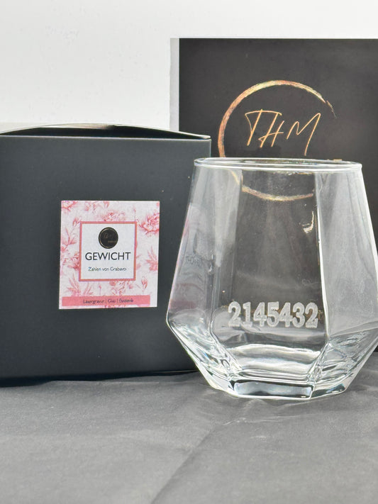 Glas mit Gravur Zahlen von Grabavoj“ „Gewicht - Stoffwechsel harmonisieren“