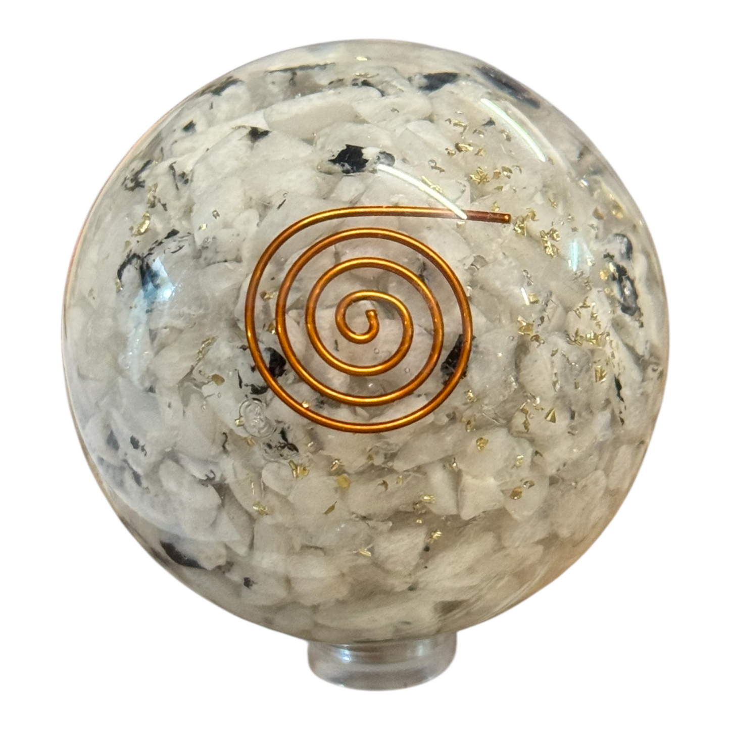 Orgonit Kugel Mondstein mit Kupferspirale 5,5 cm