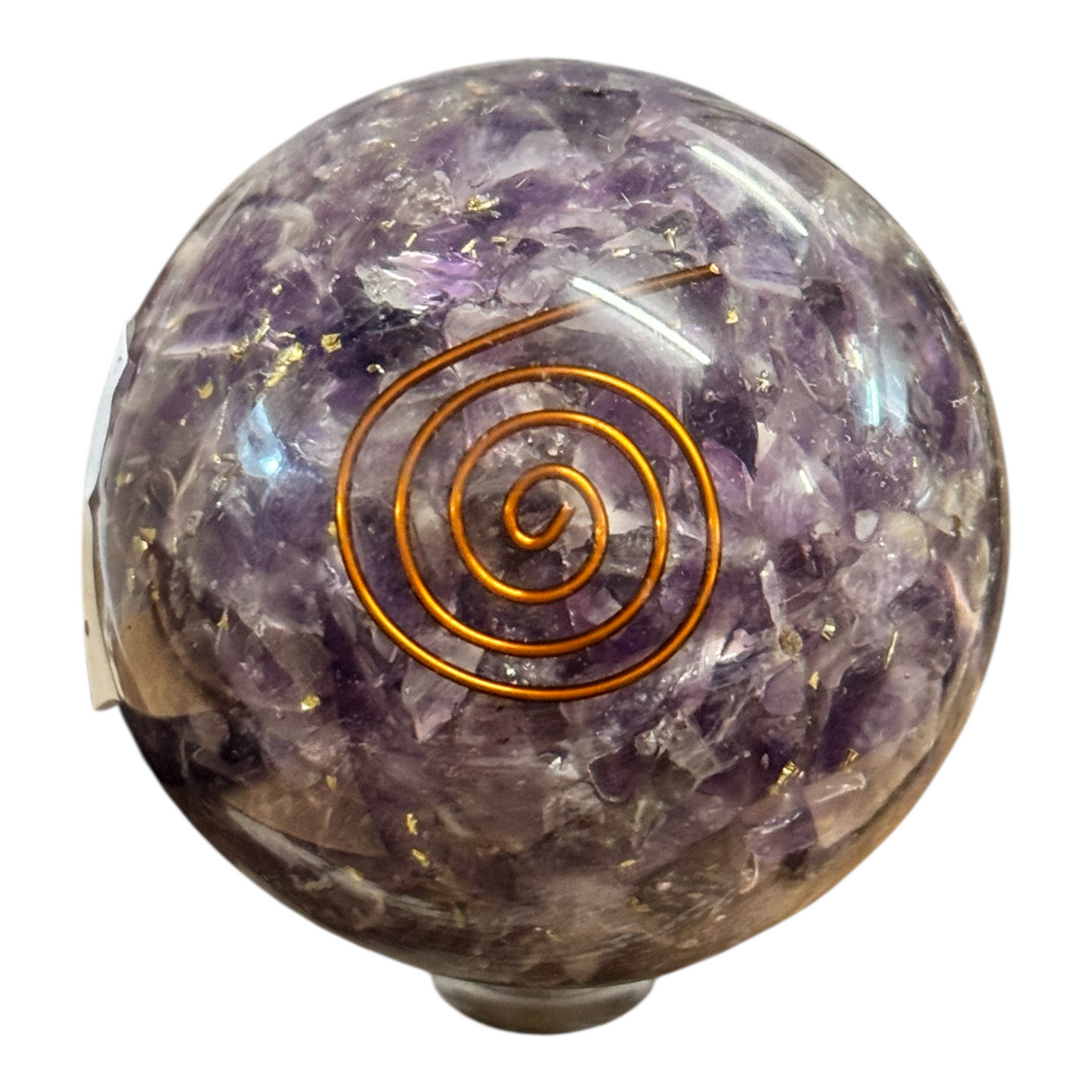 Orgonit Kugel Amethyst mit Kupferspirale 5,5 cm