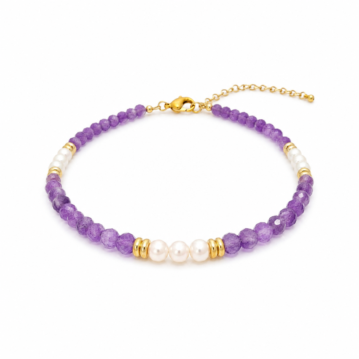 Armband Amethyst mit Perlen