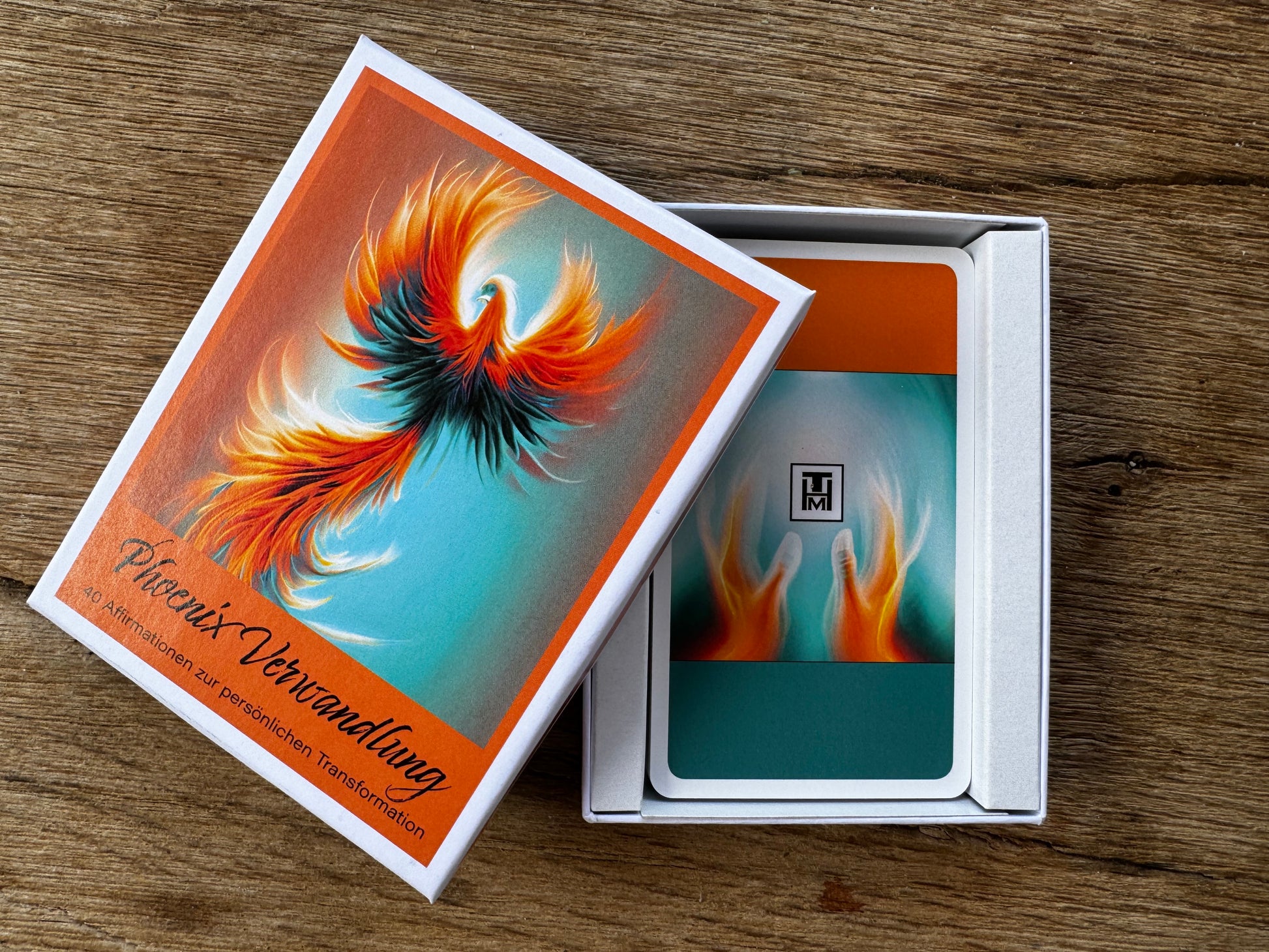 Set aus 24 Affirmations-Karten „Phönix-Verwandlung“, ideal für tägliche mentale Unterstützung und Reflexion.