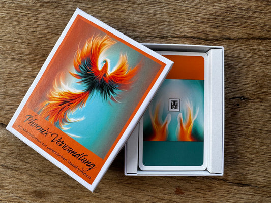 Set aus 24 Affirmations-Karten „Phönix-Verwandlung“, ideal für tägliche mentale Unterstützung und Reflexion.