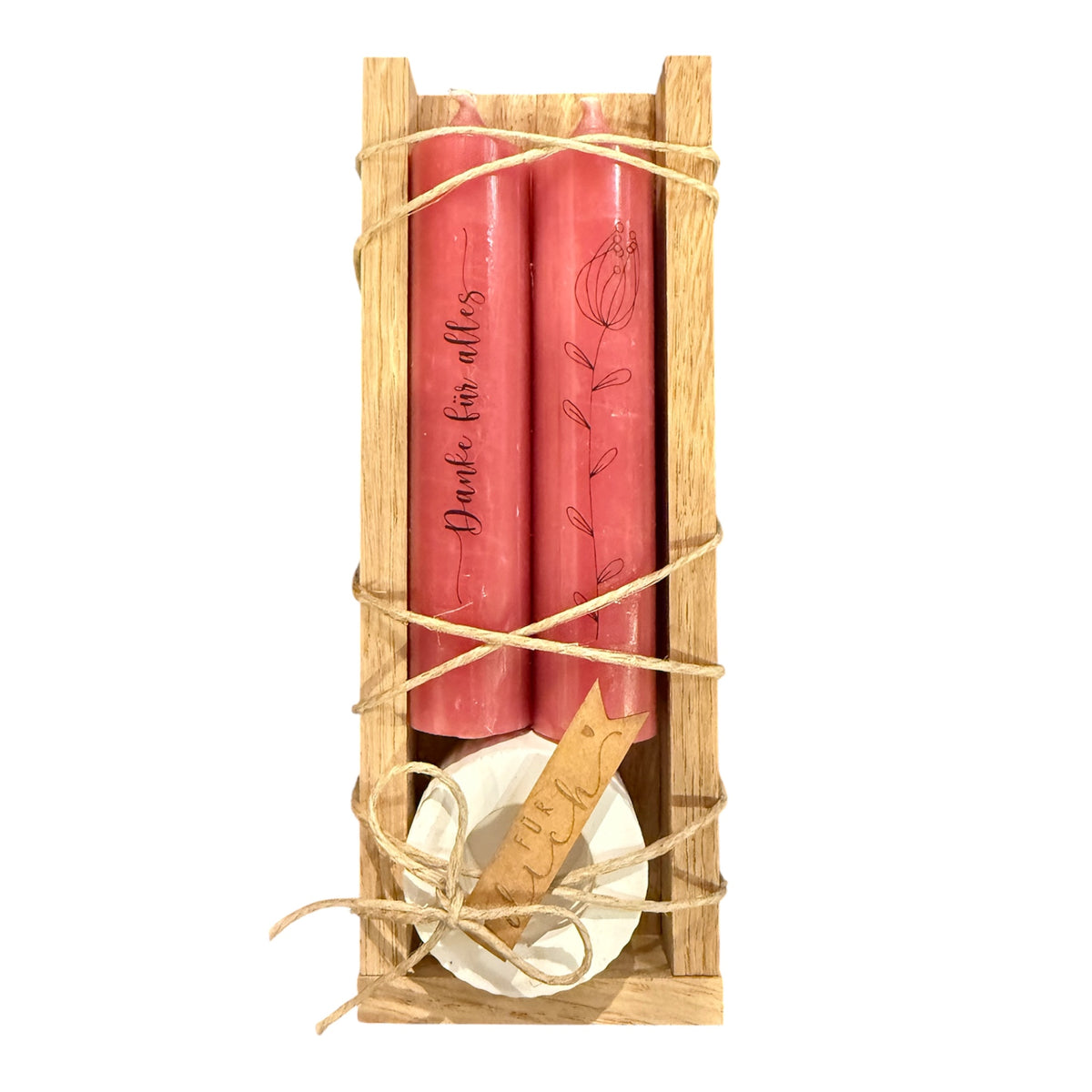 "Danke für alles" Kerzenset Pink