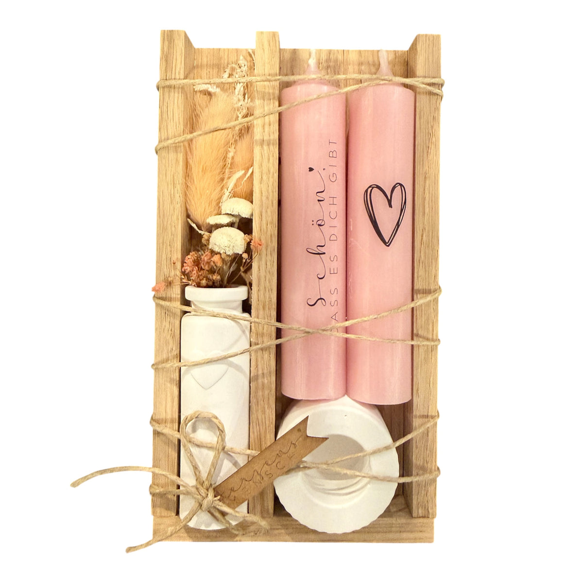 "Schön, dass es dich gibt" Kerzenset Rosa
