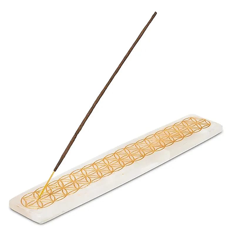 Räucherstäbchenhalter Selenit Blume des Lebens