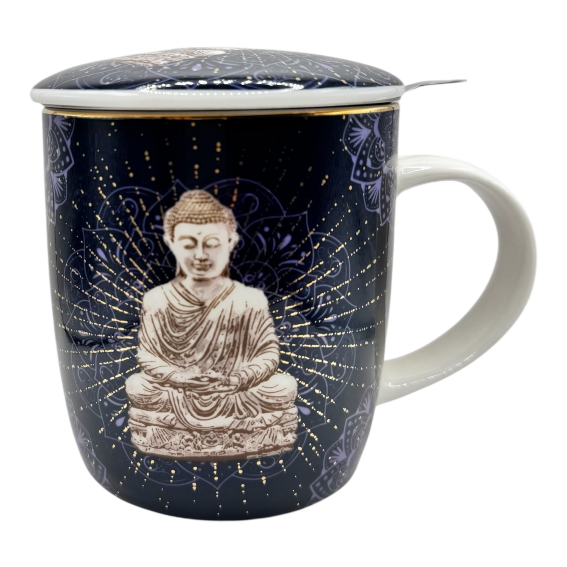 Teetasse mit Sieb Buddha blau3