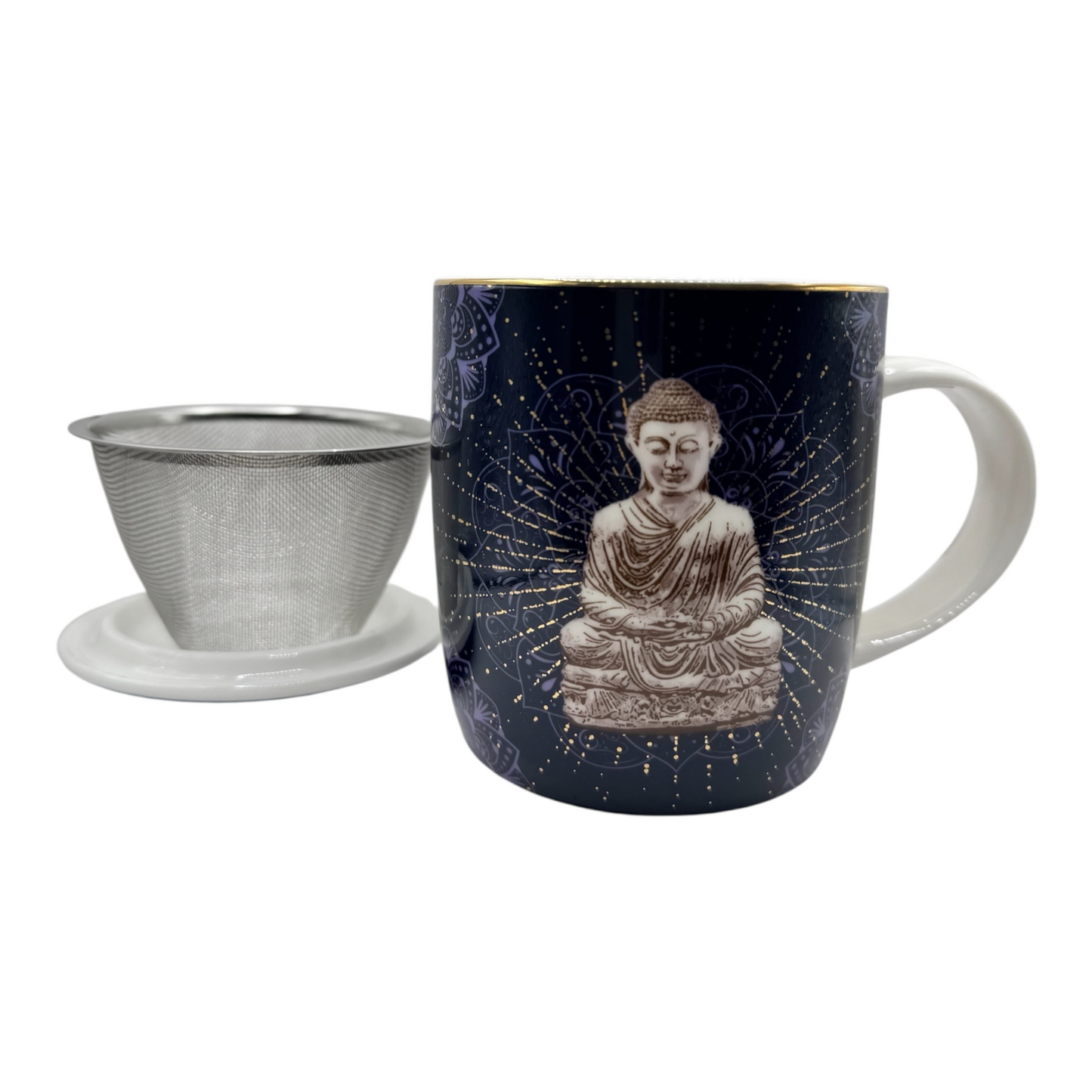 Teetasse mit Sieb Buddha blau2
