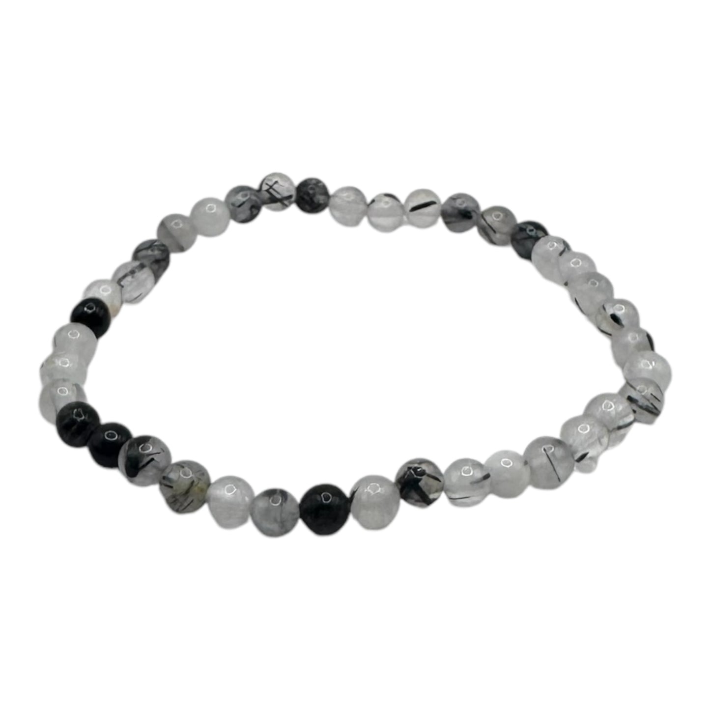 Armband Turmalin schwarz, weiß 4 mm