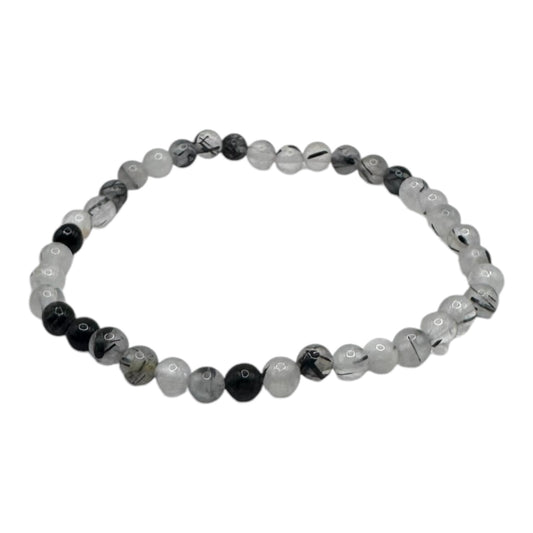 Armband Turmalin schwarz, weiß 4 mm